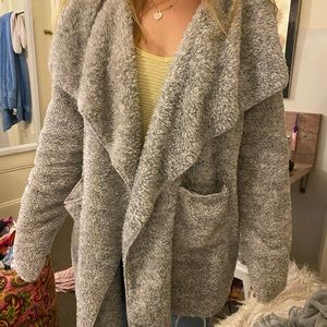 Gray fuzzy cardigan
